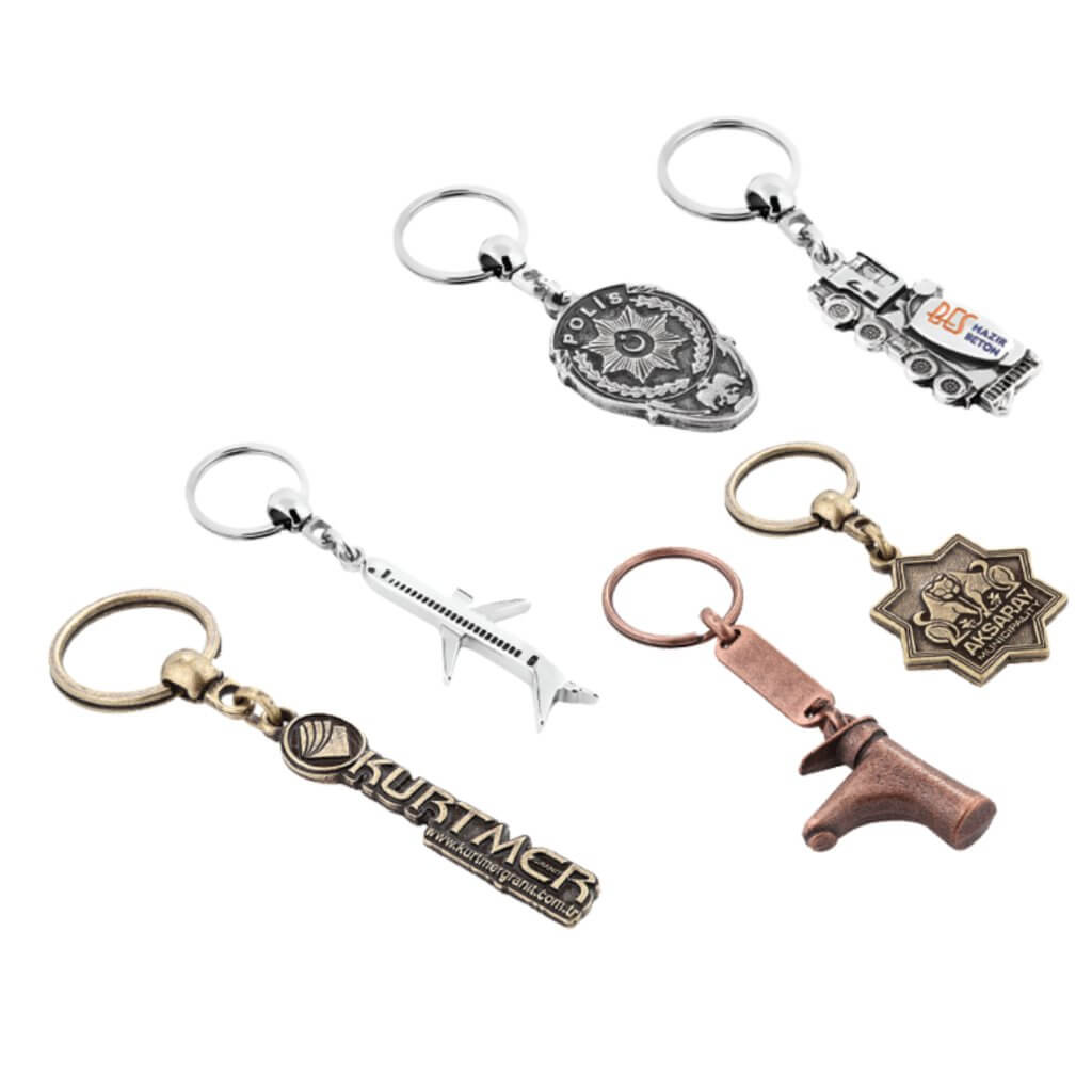 Firma logosuna özel üretilmiş metal döküm anahtarlık modeli.