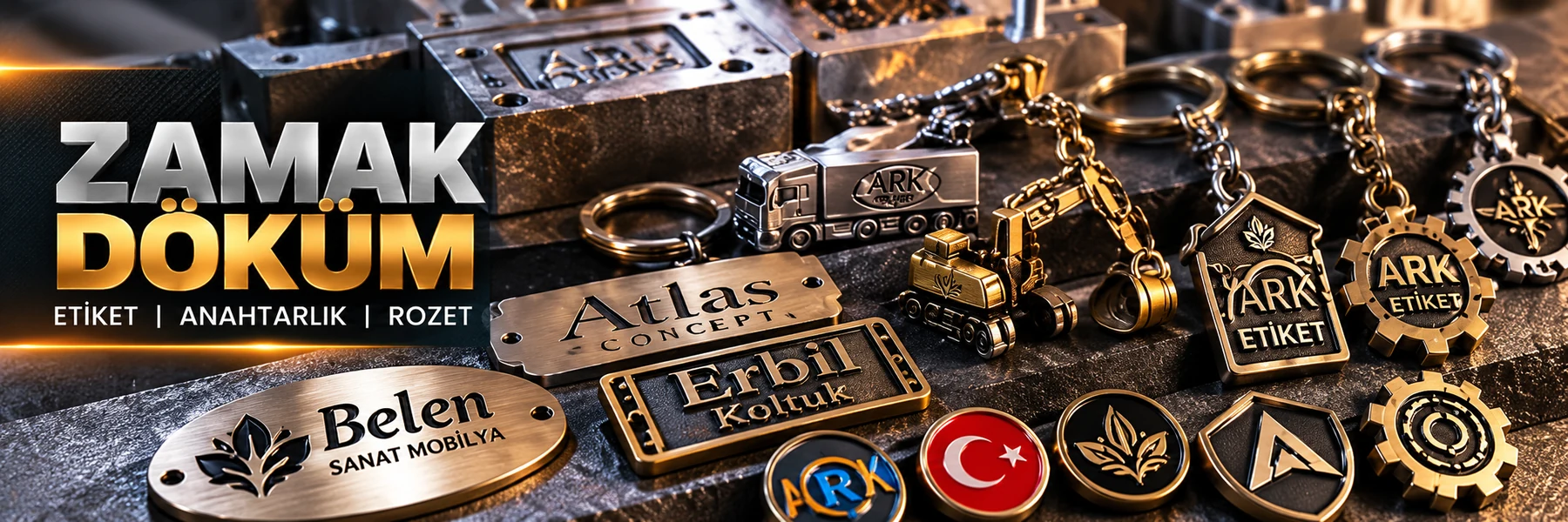 Zamak Döküm Etiket Anahtarlık ve Rozet - ARK Etiket